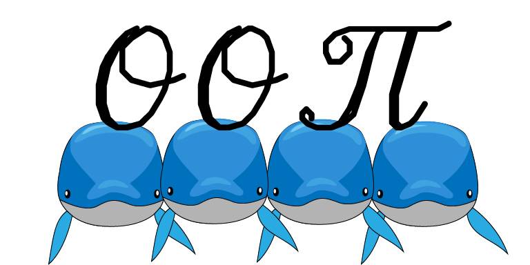 Иконка с четырьмя китами и стоящими на них буквами "ООП"