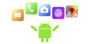 Иконка андроида и приложений сообщений, звонков, камеры, браузера и карт