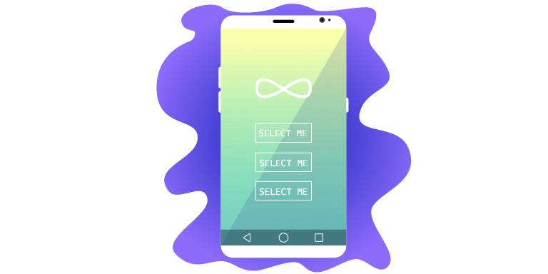 Иконка с интерфейсом приложения телефона на фоне фиолетового пятна