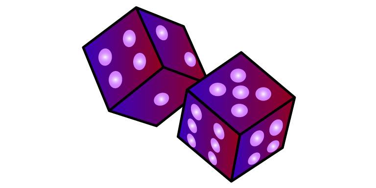 Иконка двух фиолетовых кубиков с числами