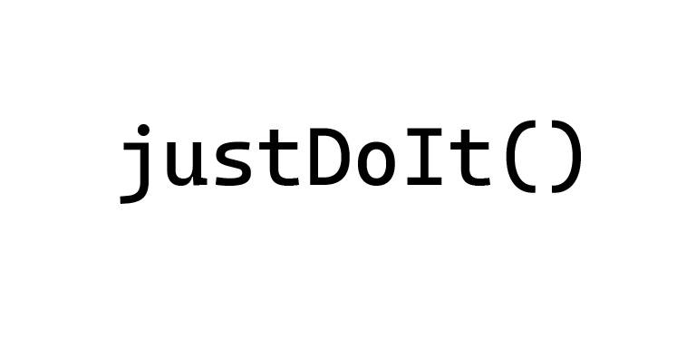 Надпись названия метода justDoIt()
